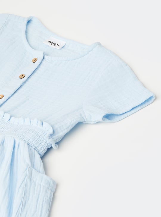 Girls Solid Cinched Waist Dress