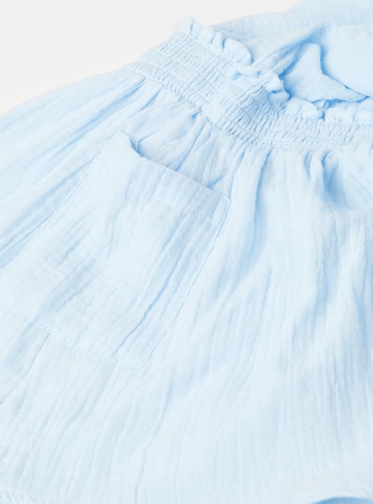 Girls Solid Cinched Waist Dress