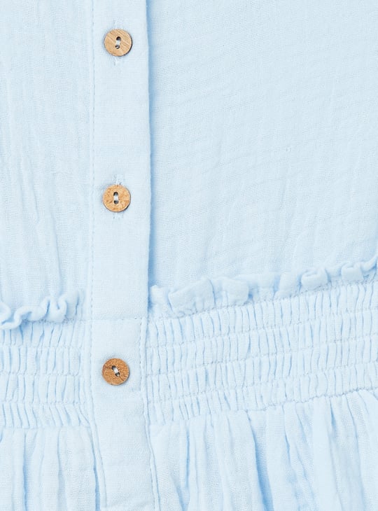 Girls Solid Cinched Waist Dress