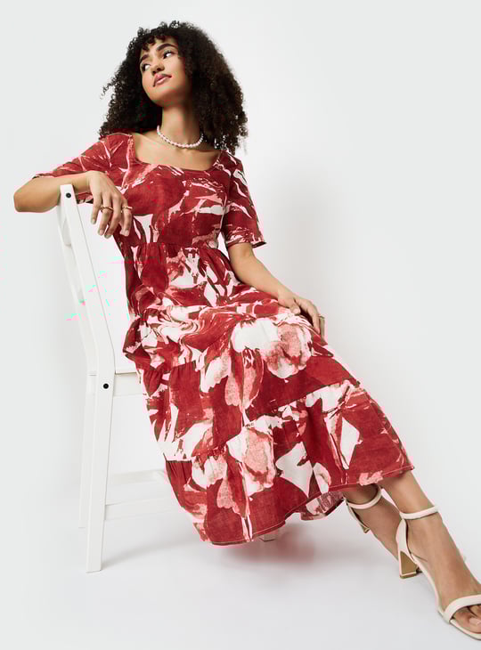 Women Printed Fit Flare Midi Dress