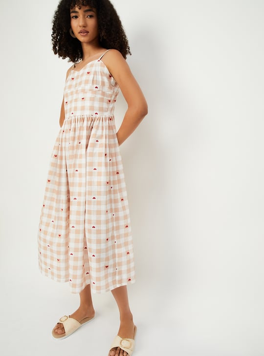 Women Checked Midi Dress