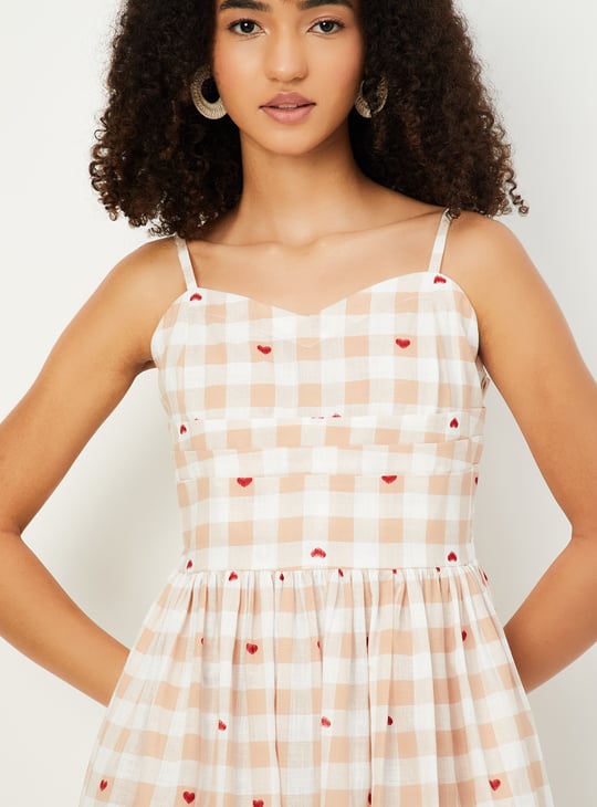 andmary Juni check dress beige S Rach Midi Dress - Beige Check