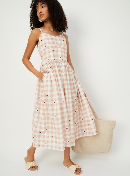 Women Checked Midi Dress