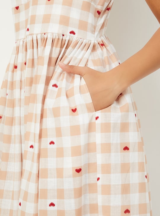 Women Checked Midi Dress