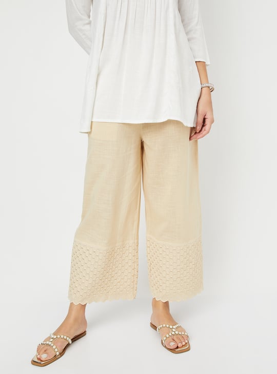 Women Embroidered Hem Palazzos