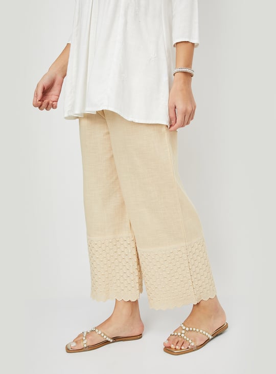 Women Embroidered Hem Palazzos