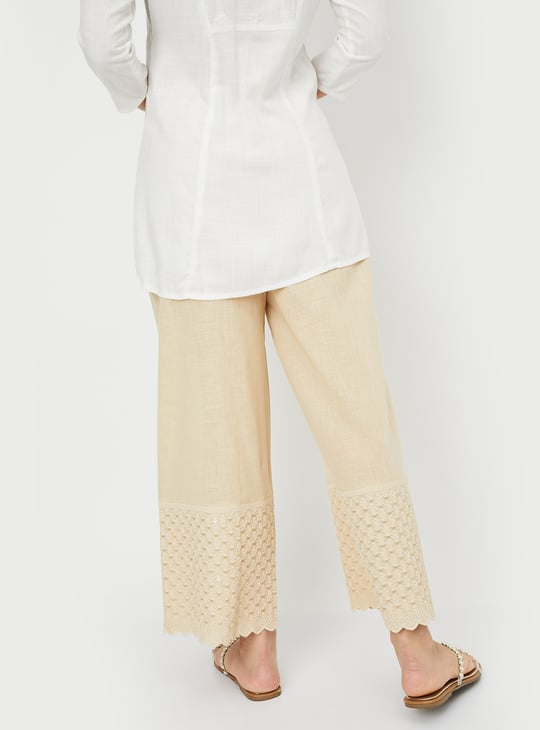 Women Embroidered Hem Palazzos