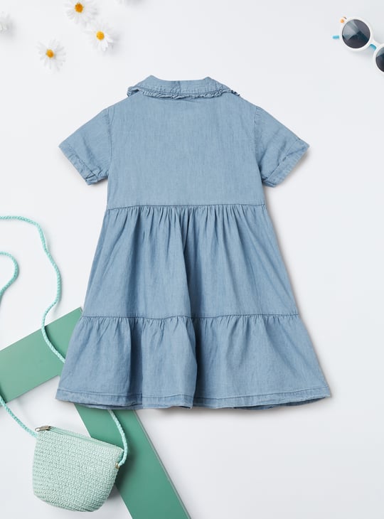 Girls Washed Tiered Denim Dress