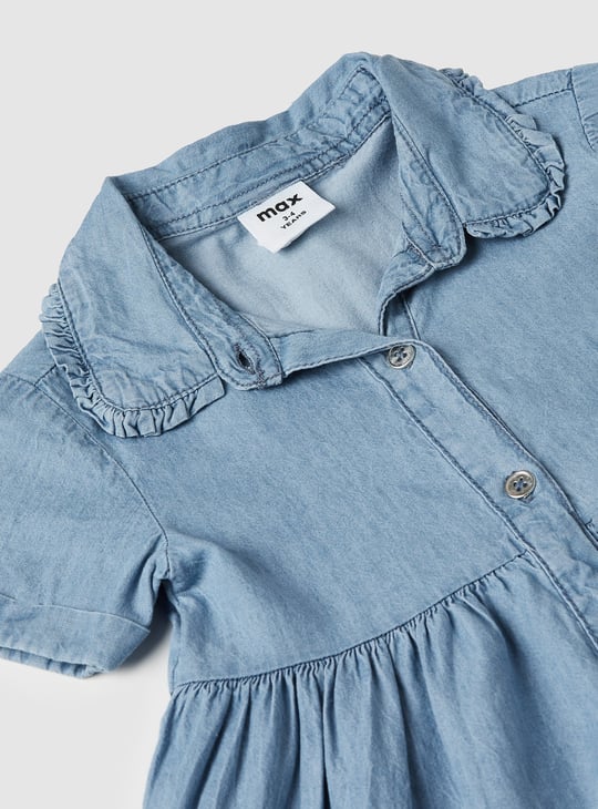 Girls Washed Tiered Denim Dress