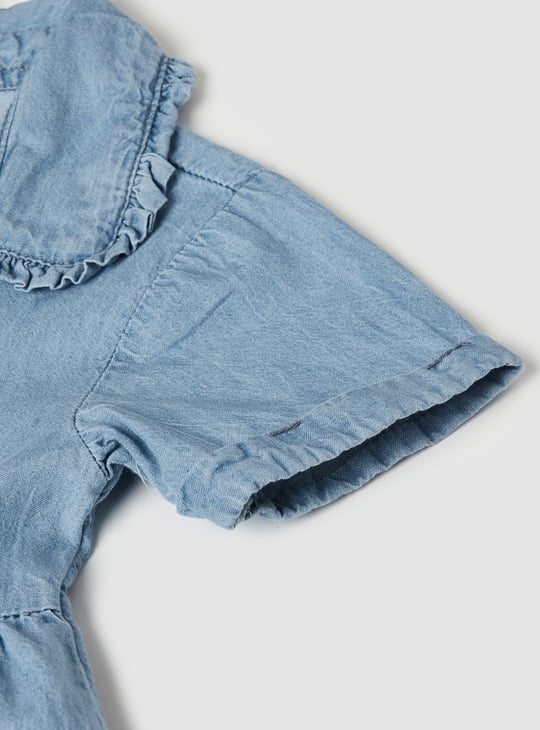 Girls Washed Tiered Denim Dress