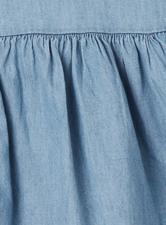 Girls Washed Tiered Denim Dress