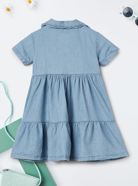 Girls Washed Tiered Denim Dress