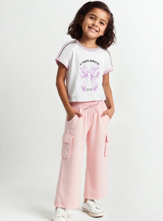 Girls Solid Cargo Trousers