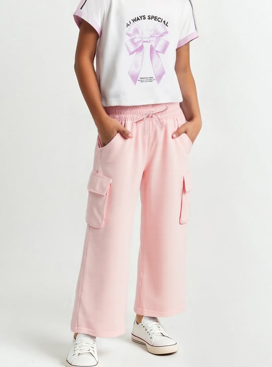 Girls Solid Cargo Trousers