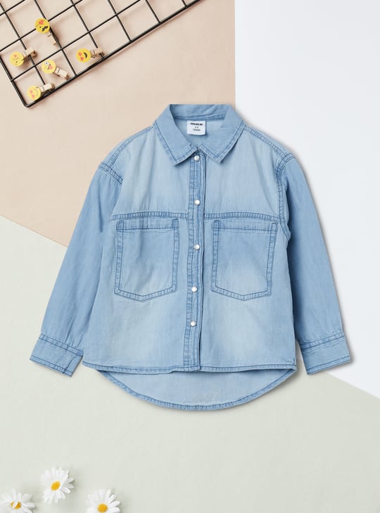 Girls Washed Denim Shirt