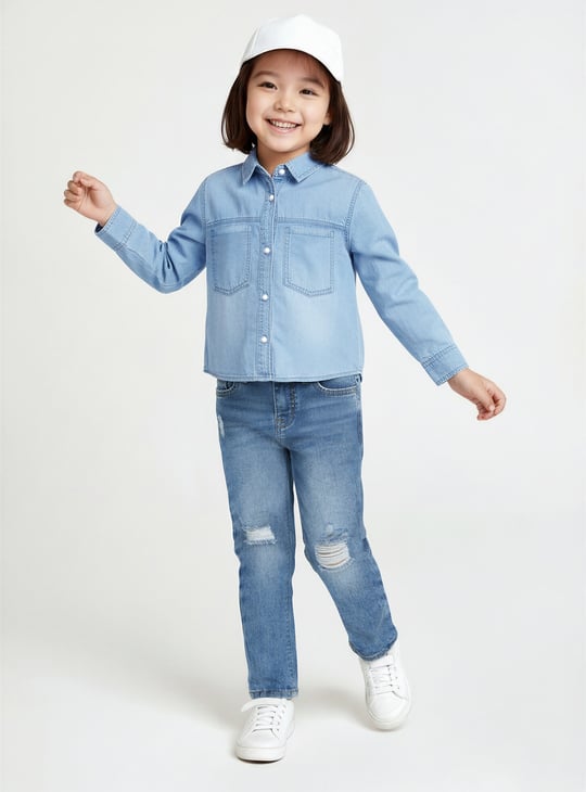 Girls Washed Denim Shirt