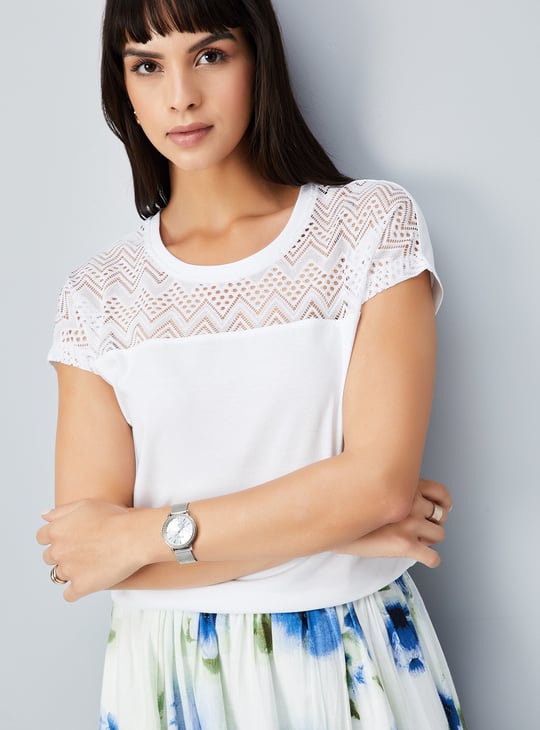 Women Lace Inserts Top