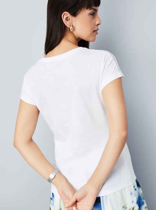 Women Lace Inserts Top