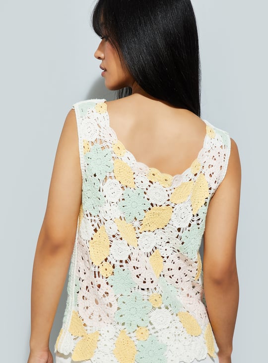 URB_N Women Crochet Knit Top