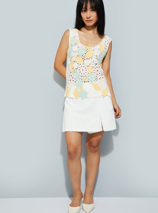 URB_N Women Crochet Knit Top