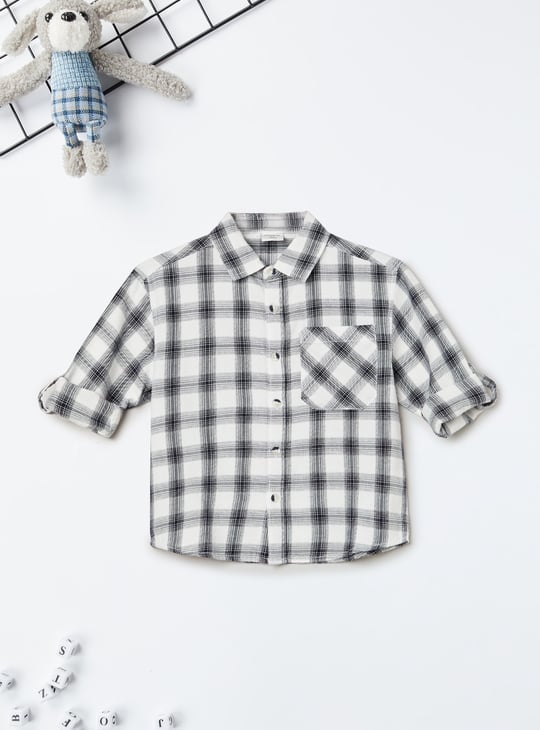 Boys Checked Oversized Fit Shirt