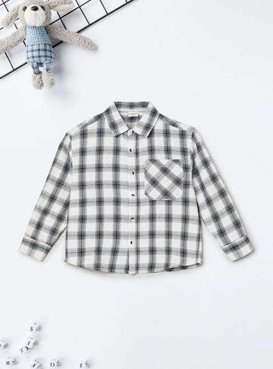 Boys Checked Oversized Fit Shirt