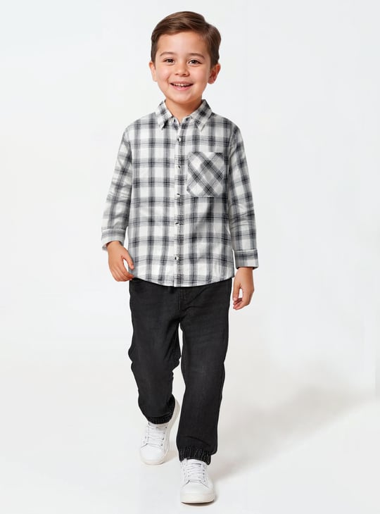 Boys Checked Oversized Fit Shirt