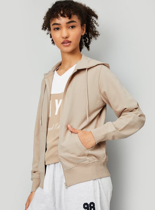 Women Solid Hooded Sports Jacket