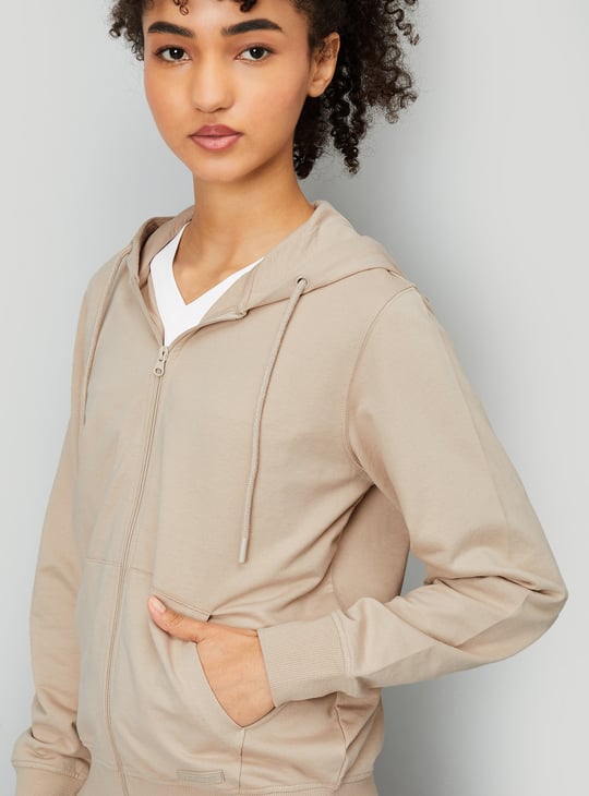 Women Solid Hooded Sports Jacket