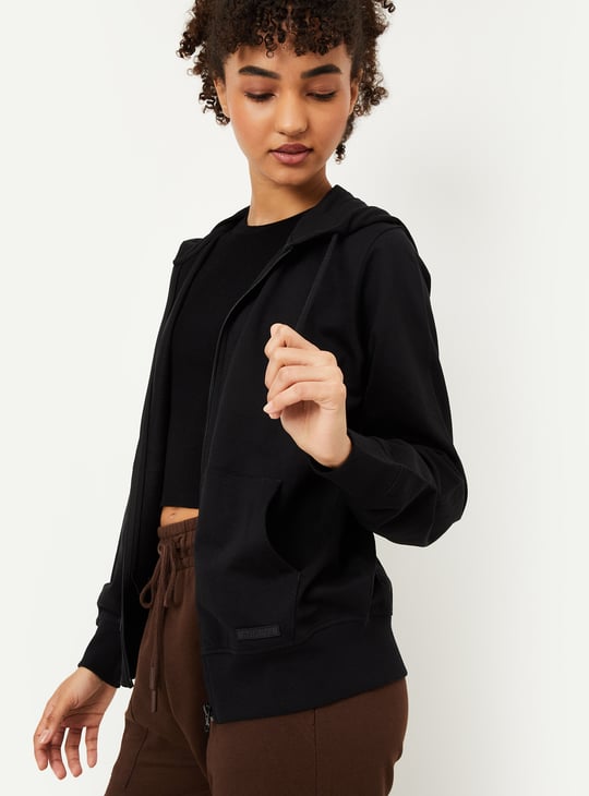 Women Solid Hooded Sports Jacket