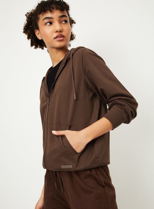 Women Solid Hooded Sports Jacket