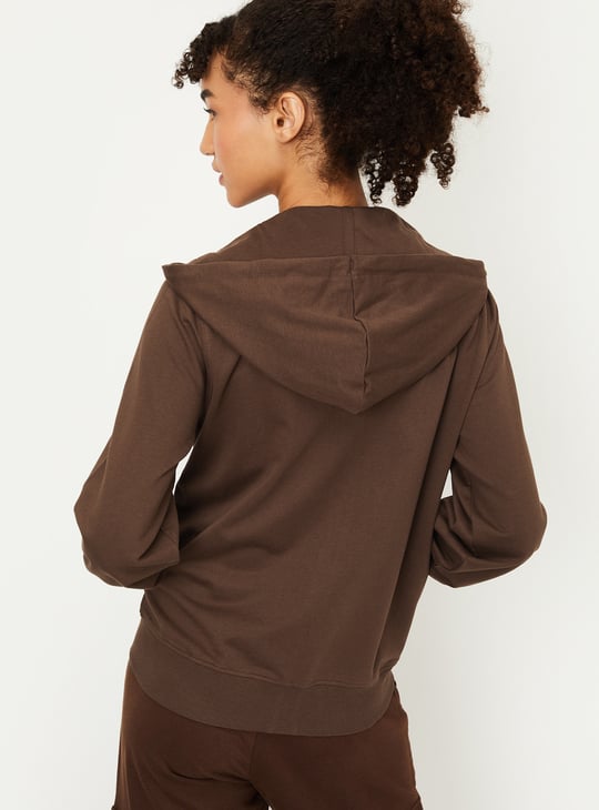 Women Solid Hooded Sports Jacket