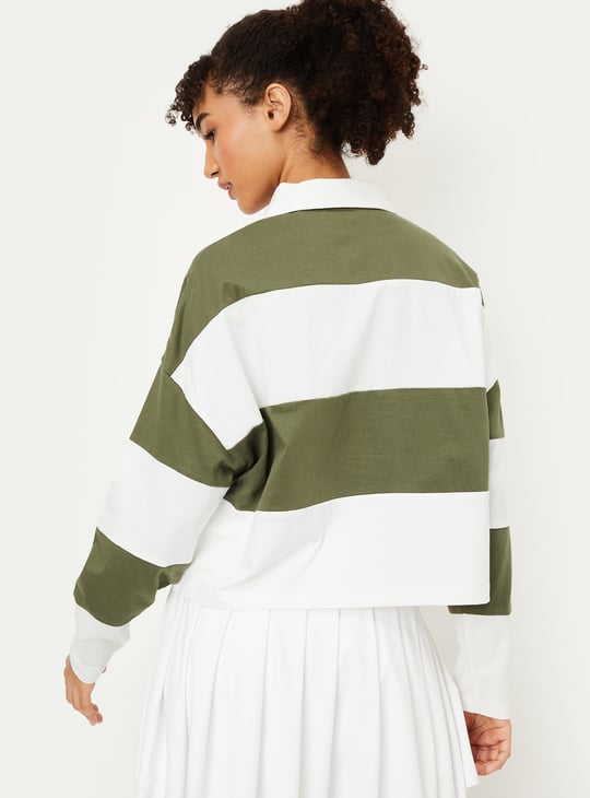 Women Striped Sports Polo T-shirt