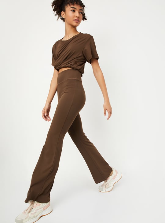 Women Solid Flared Sports Track Pants