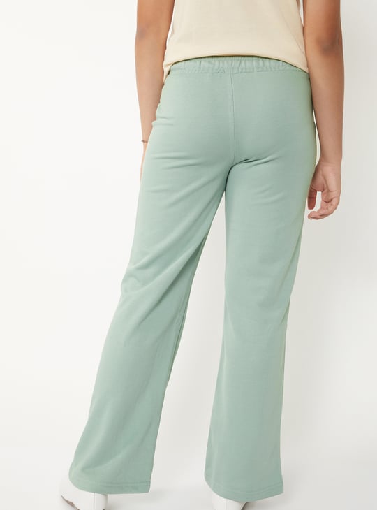 Girls Solid Wide Leg Track Pants