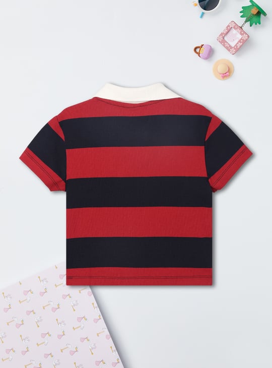 Girls Striped Johnny Collar T-shirt