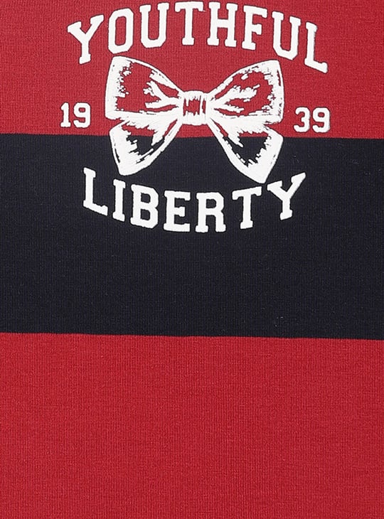 Girls Striped Johnny Collar T-shirt