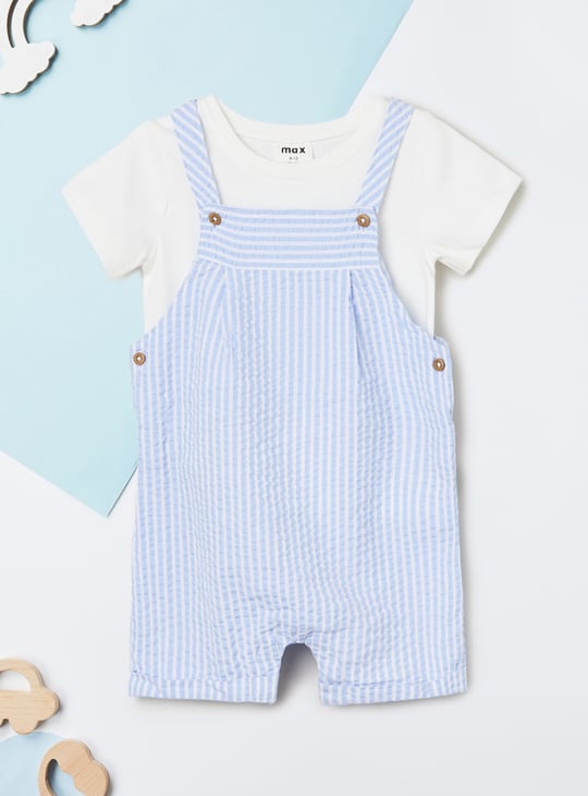Boys Striped Dungaree and T-shirt