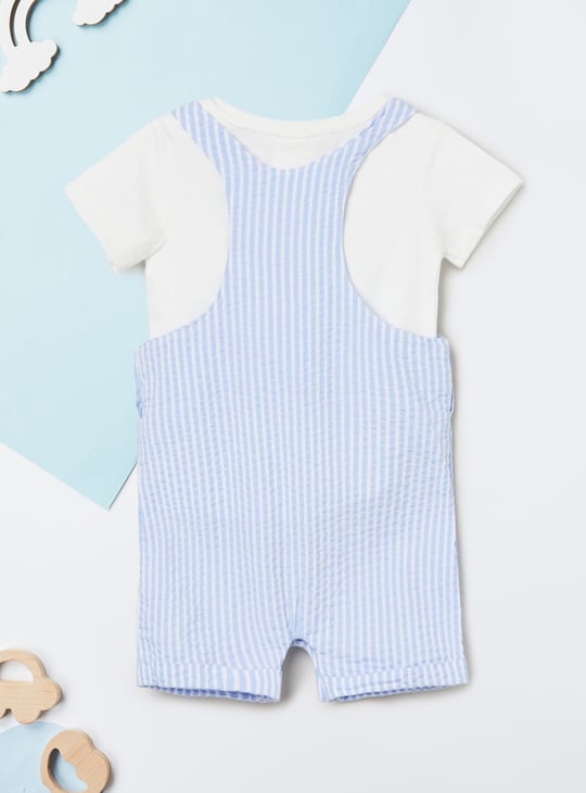 Boys Striped Dungaree and T-shirt