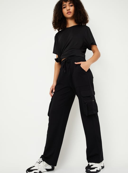 Women Solid Sports Cargos