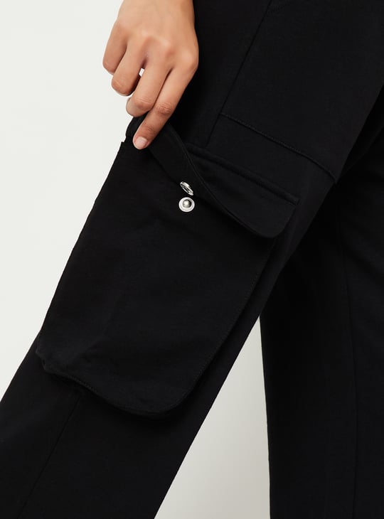 Women Solid Sports Cargos