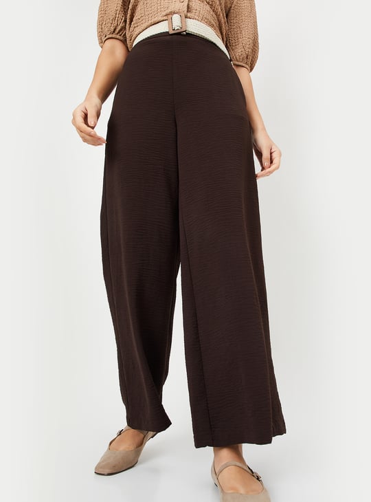 Women Textured Wide Leg Trousers