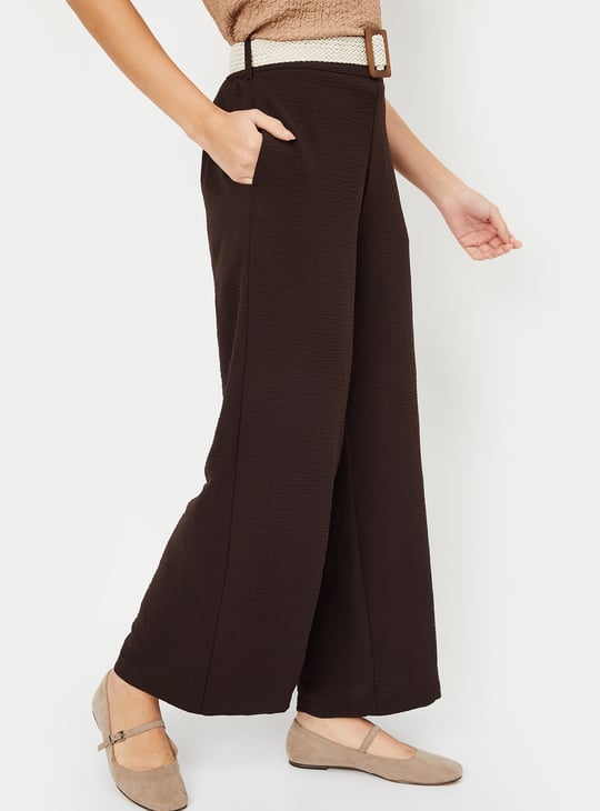 Women Textured Wide Leg Trousers