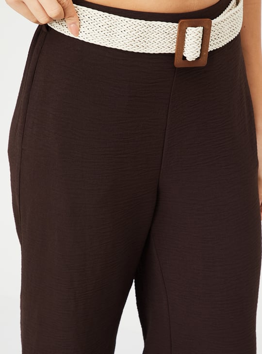 Women Textured Wide Leg Trousers