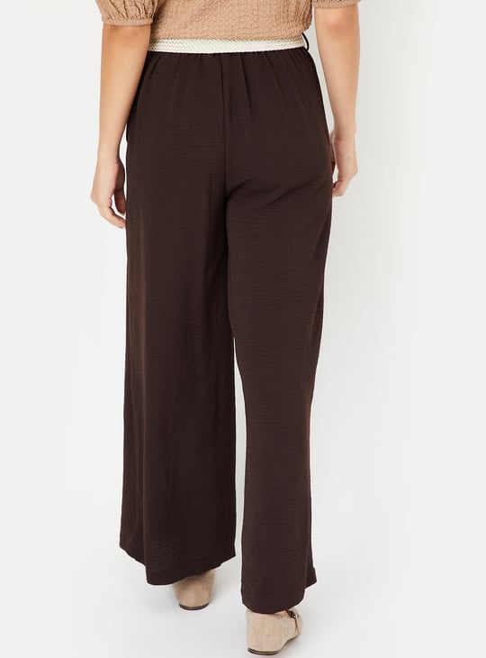 Women Textured Wide Leg Trousers