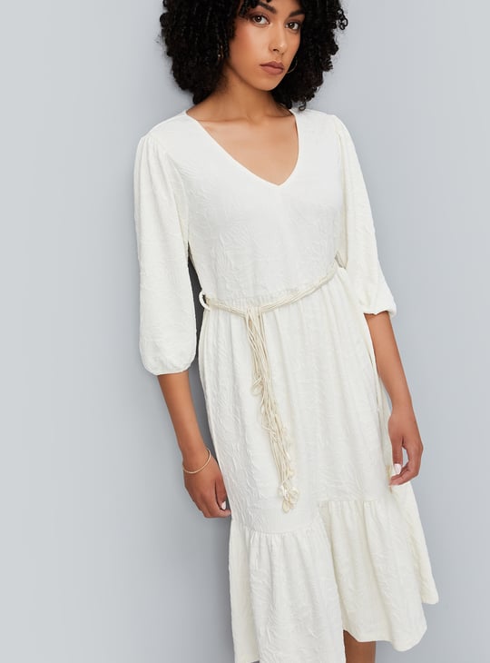 Women Floral Textured Midi Dress