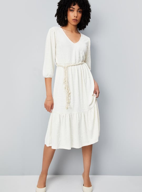 Women Floral Textured Midi Dress