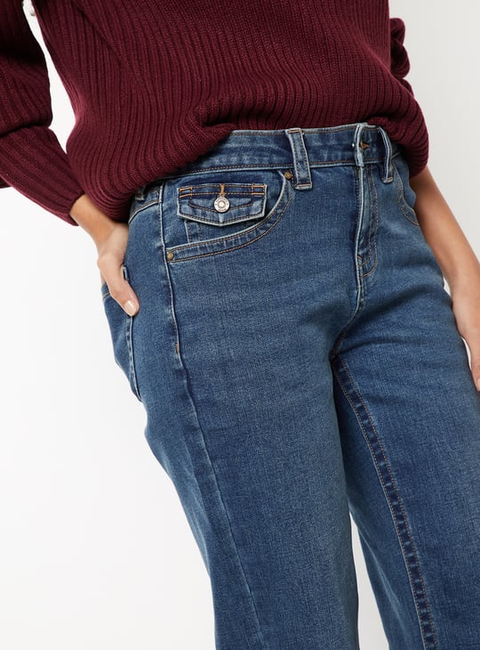 Women Washed High Rise Flare Jeans