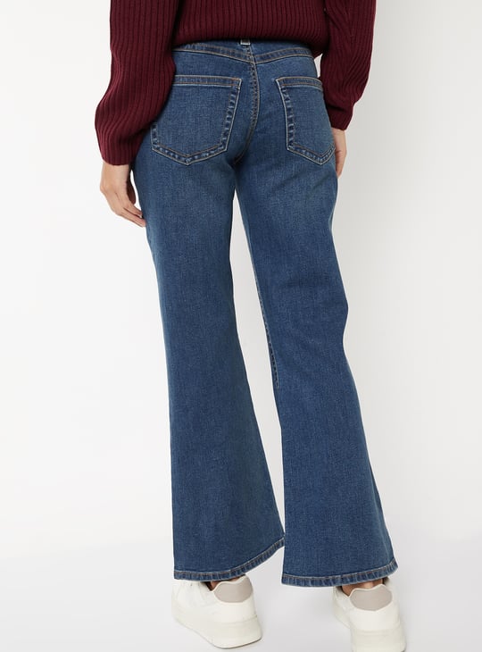 Women Washed High Rise Flare Jeans