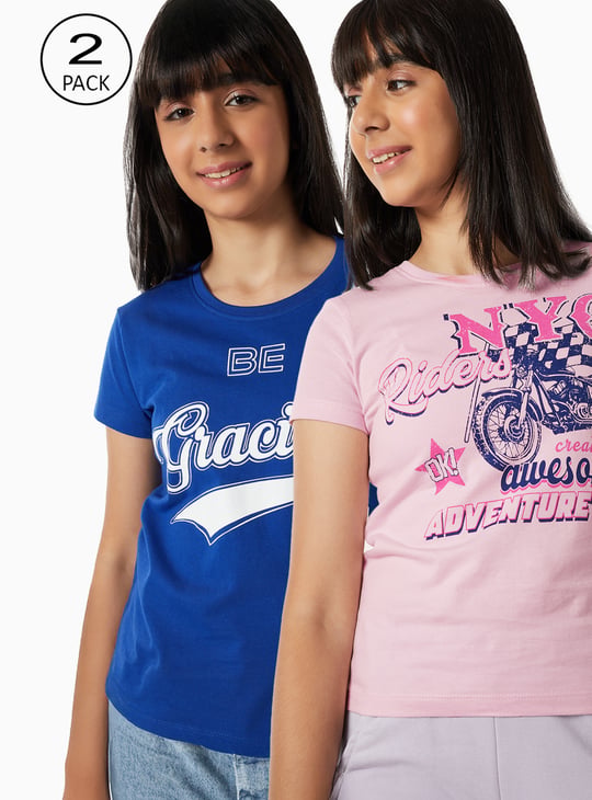 Girls Printed T-shirt - Pack of 2